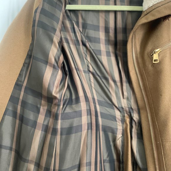 Burberry London Wool Brown Jacket w/ Shearling Collar US10 - Picture 9 of 10